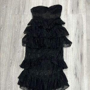 NBD Ruffle Dress in Black lace maxi